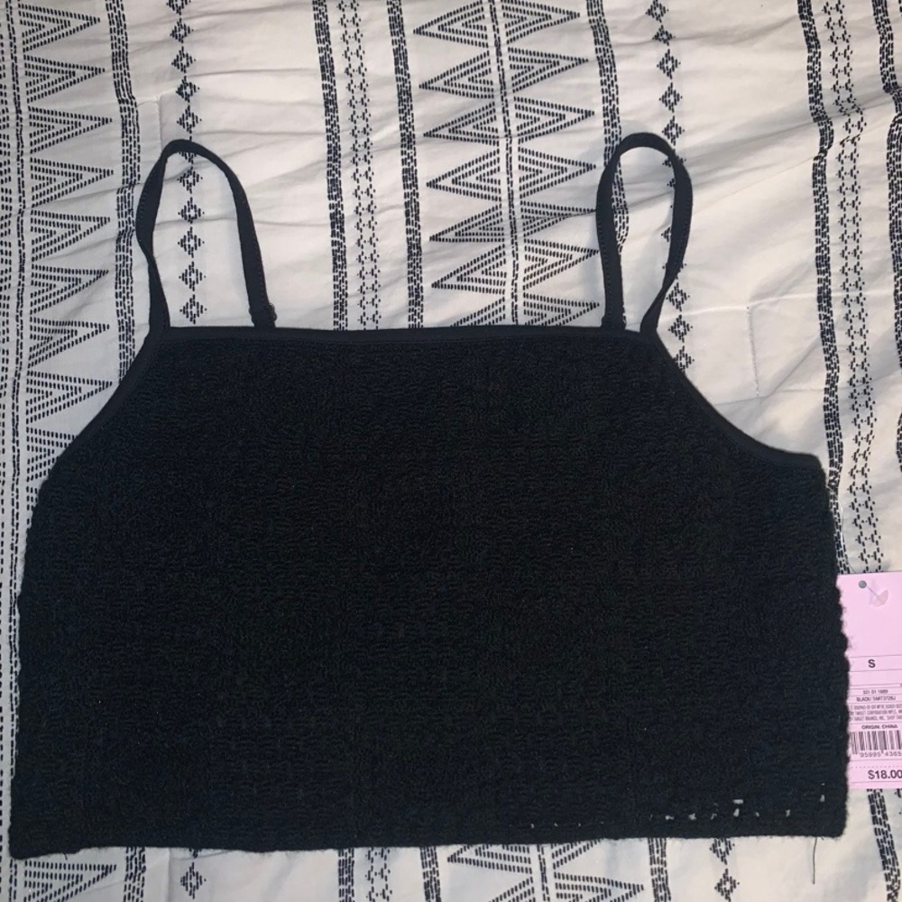 New! Small Wild Fable Black Crocheted Crop Top